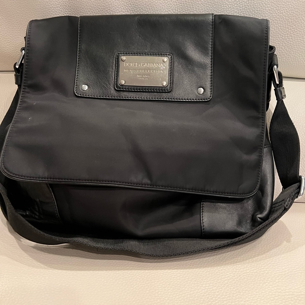Dolce & Gabbana Black Nylon and Leather Messenger Bag